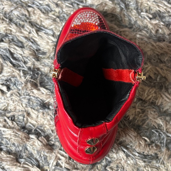 Giuseppe Zanotti Red and Black Crystal Embellished Sneakers - Picture 6 of 15